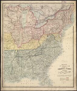 Bacon's steel plate map of the American states north &south, showing the railways, forts, and fortifications