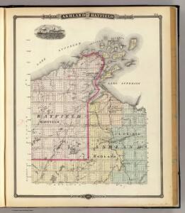 Map of Ashland and Bayfield counties, State of Wisconsin.
