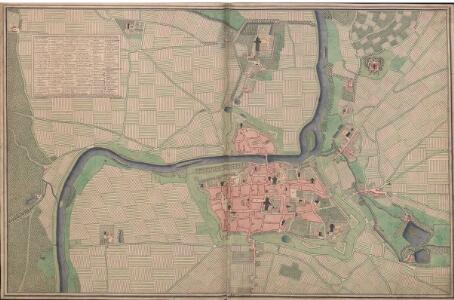 A colored plan of the town of Soissons