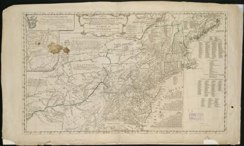 A map of the middle British colonies in North America, first published by Mr. Lewis Evans, of Philadelphia, in 1755; and since corrected and improved, as also extended, with the addition of New England, and bordering parts of Canada ...