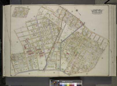 Queens, Vol. 2, Double Page Plate No. 25; Sub Plan;   [Map bounded by Junction Ave., Canton St., Division St.; Including Forest St.,   Warren St.]; Part of Ward Two Elmhurst; [Map bounded by Roosevelt Ave., Division St., Junction Ave., Newtown Road; I