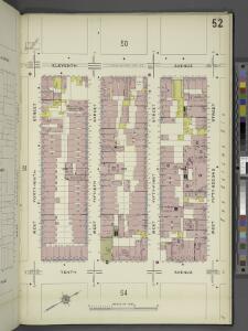 Manhattan, V. 5, Plate No. 52 [Map bounded by 11th Ave., West 52nd St., 10th Ave., West 49th St.]