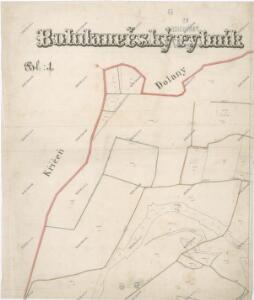 Mapa pozemků bývalého Bohdanečského rybníka Bl[att] 1