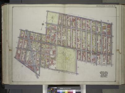 Brooklyn, Vol. 1, Double Page Plate No. 28; Part of Wards 11 & 20, Section 7; Map bounded by Flushing Ave., Washington Ave., Willoughby Ave., Washington Park; Including De Kalb Ave., Hudson Ave., Fulton St., Johnson St., Navy St. / by and under the di...