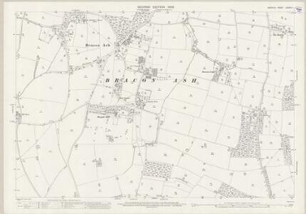 Norfolk LXXXVII.1 (includes: Bracon Ash; Flordon; Mulbarton; Newton Flotman) - 25 Inch Map