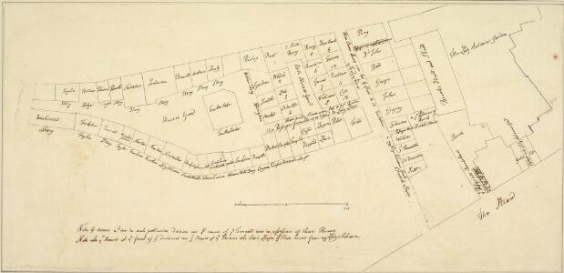 Plan of the property of Lady Acheson, Moor's Yard, St. Martin's Lane, and the Strand. 1689