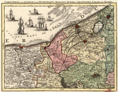 Carte Partic. des environs de Dunkerque, Bergues, Furnes, Gravelines, Calais, et Autres