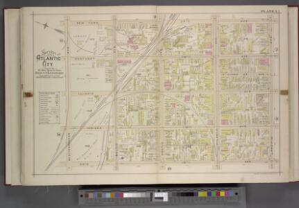 Atlantic City, Double Page Plate No. 9 [Map bounded by New York Ave., Pacific Ave., Ohio Ave., Mediterranean Ave.] / by Ellis Kiser, and O. Barthel...