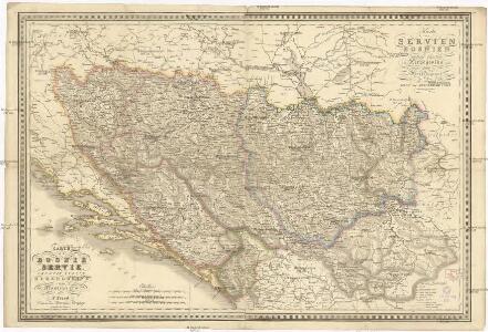 Karte von Servien, Bosnien, Türkish Croatien der Herzegovina und dem Lande der Montenegriner