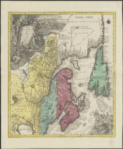 Partie orientale de la Nouvelle France ou du Canada avec l'isle de Terre-Neuve et de Nouvelle Escosse, Acadie et Nouv. Angleterre avec fleuve de St. Laurence