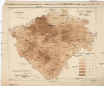 Anbaufläche der Gerste im Procentverhältnis zur Ackerbaufläche in den einzelnen Gerichtsbezirken Böhmens im Jahre 1899