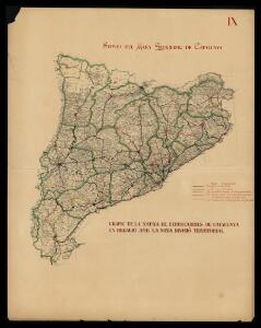 Gràfic de la xarxa de ferrocarrils de Catalunya en relació amb la nova divisó territorial