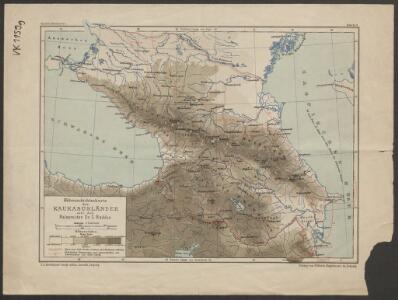 Höhenschichtenkarte der Kaukasusländer mit Reiserouten Dr. G. Raddes