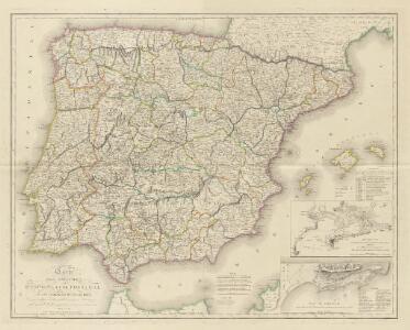 Carte des Royaumes d'Espagne et de Portugal où l'on a marqué les routes de poste