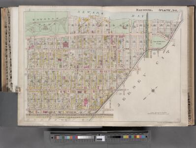 Jersey City, V. 1, Double Page Plate No. 34 [Map bounded by Newark Bay, Jersey City, Avenue E, E. 42nd St., W. 42nd St.] / compiled under the direction of and published by G.M. Hopkins Co.
