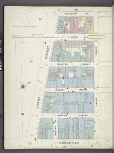 Manhattan, V. 1, Plate No. 21 south half [Map bounded by Thompson St., Grand St., Broadway, Canal St.]