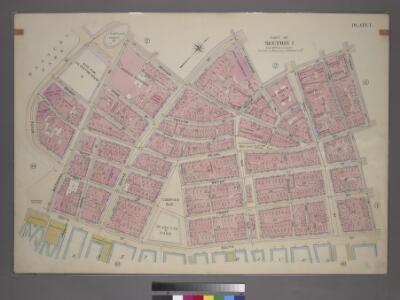 Plate 1, Part of Section 1: [Bounded by Beaver Street, Broad Street, Exchange Place, William Street, Cedar Street, Pearl Street, Pine Street, South Street, Whitehall Street, State Street an Bowling Green.]