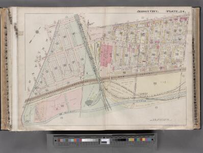 Jersey City, V. 1, Double Page Plate No. 24 [Map bounded by Ocean Ave., Linden Ave., Morris Canal, Avenue C] / compiled under the direction of and published by G.M. Hopkins Co.