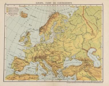 Europa, Fluss- und Gebirgskarte