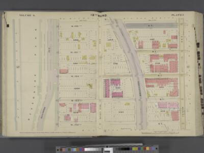 Manhattan, V. 6, Double Page Plate No. 5 [Map bounded by W. 106th St., 10th Ave., W. 102nd St., Riverside Ave.] / compiled from official records and actual surveys under the direction of E. Robinson and Roger H. Pidgeon.