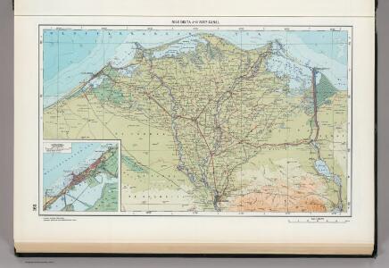 163.  Nile Delta, Suez Canal, Alexandria.  The World Atlas.