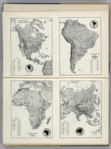 Resource-Relief Maps of: North America, South America, Africa,and Asia.