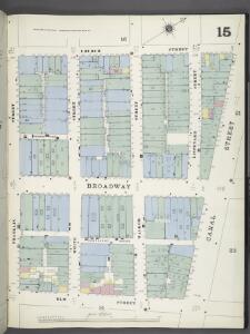 Manhattan, V. 1, Plate No. 15 [Map bounded by Church St., Canal St., Elm St., Franklin St.]