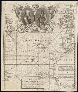 A new map or chart of the Western or Atlantic Ocean, with part of Europe Africa & America, showing the course of galleons, flota &c. to and from the West Indies