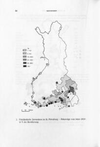 Finnländische Zuwanderer in St. Petersburg - Paßanträge vom Jahre 1820 in % der Bevölkerung