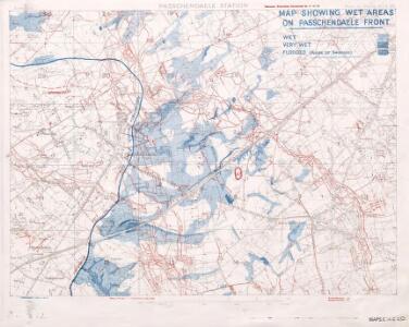 Map showing wet areas on Passchendaele Front