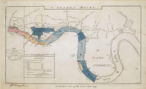 The Merchants' Plan of the London Docks, by D. Alexander, 1796; with the Stations for Ships in the River