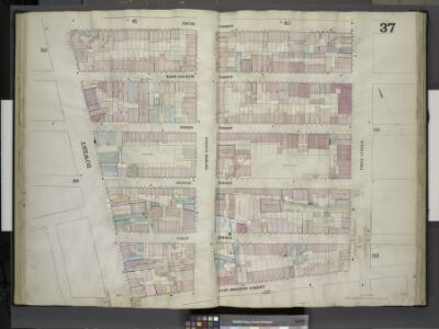 [Plate 37: Map bounded by Fifth Street, First Avenue, East Houston Street, Bowery; Including East Fourth Street, Third Street, Second  Street, First Street, Second Avenue]