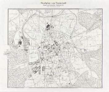 Darmstadt historischer Stadtplan Karte Lithographie ca 1913 antike Stadtkarte