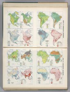 North America, South America, Asia, and Africa showing Minerals and Agriculture (Crops).