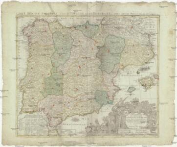 Carte generale des royaumes d'Espagne & de Portugal, avec leurs principales divisions &c