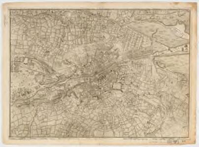 A plan of the city of Dublin and the environs on the same scale of London, Paris, & Rome = Plan de Dublin et de ces environs sur la meme echelle de ceux de Londres, Paris, et Rome