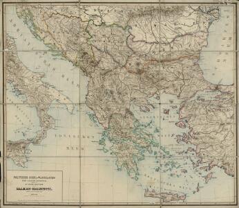 Balkan-Halbinsel.Politische Schul-Wandkarten der Länder Europa's