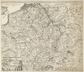 Neueste und aceurate Landkarte des volligen-Rheinstroms mit den daran gelegenen Landschafften und benachbarten Provinzien, auch einem grossen theil des Franzos: Konigreiches