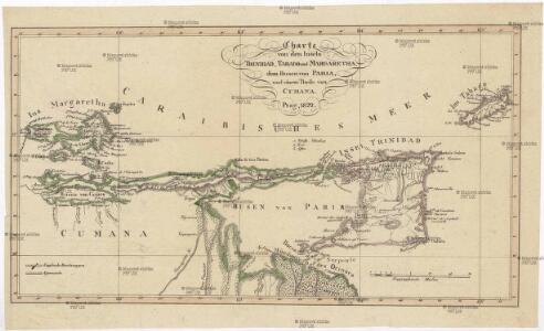 Charte von den Inseln Trinidad, Tabago und Margaretha, dem Busen von Paria, und einem Theile von Cumana