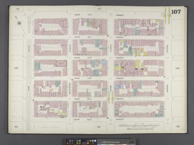 Manhattan, V. 6, Double Page Plate No. 107 [Map bounded by E. 57th St., 2nd Ave., E. 52nd St., Park Ave.]