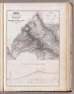Mapa, exploracion de cuatro vias entre Lima, Juaja y Pasco.