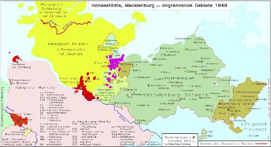 Hansestädte, Mecklenburg und angrenzende Gebiete 1848