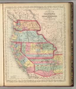 California, Territories of Oregon, Washington, Utah, New Mexico.