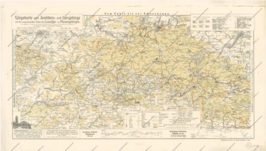 Wegkarte vom Jescken und Isergebirge mit... Teilen des Lausitzer und Riesengebirges