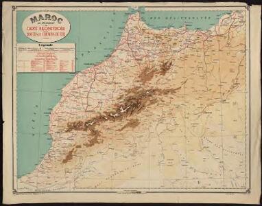 Maroc au 1 500 000e. Carte kilométrique des routes et chemins de fer