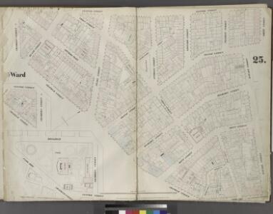 Plate 25: Map bounded by Chambers Street, Center Street, White Street, Orange Street, Bayard Street, Bowery, Chatham Street, Park Row, Chatham Street, Broadway.