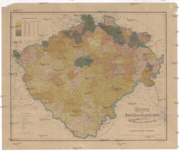 Karte der Bevölkerungsdichte (relative Bevölkerung) des Königreiches Böhmen