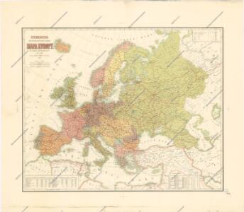 Storchova nejnovější politická, cestovní, železniční a paroplavební mapa Evropy