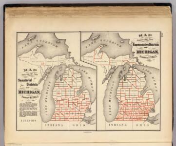 Maps showing the senatorial and representatives districts of Michigan.