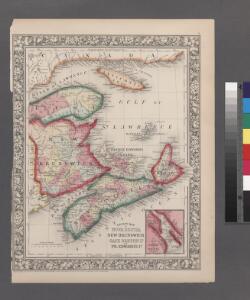 County map of Nova Scotia, New Brunswick, Cape Breton, and Prince Edward's Islands; City and harbor of Halifax [inset].